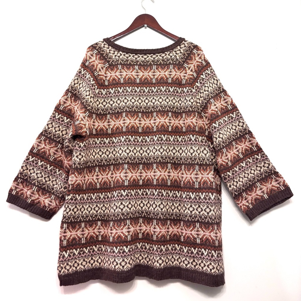 Soft Surroundings Julietta Brown Fair Isle Wool Alpaca Blend Sweater Women’s 3X - Picture 3 of 12